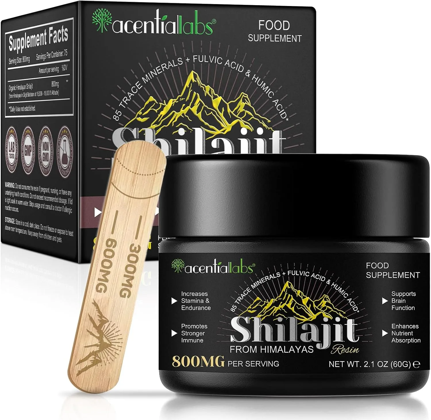 Shilajit Résine Pure 800mg – Minéraux Naturels | Acential Labs