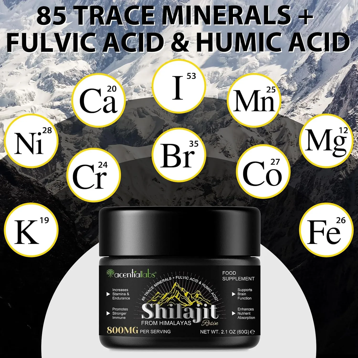 Shilajit Résine Pure 800mg – Minéraux Naturels | Acential Labs – Image 2